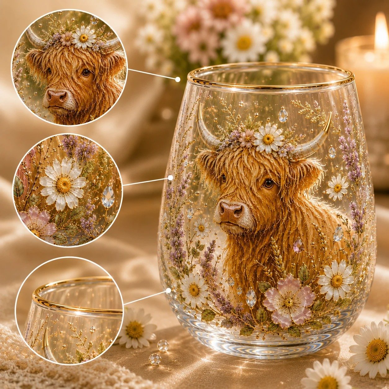 🌸🌿Garden Morning Bliss Glass Tea Cup☀️☕