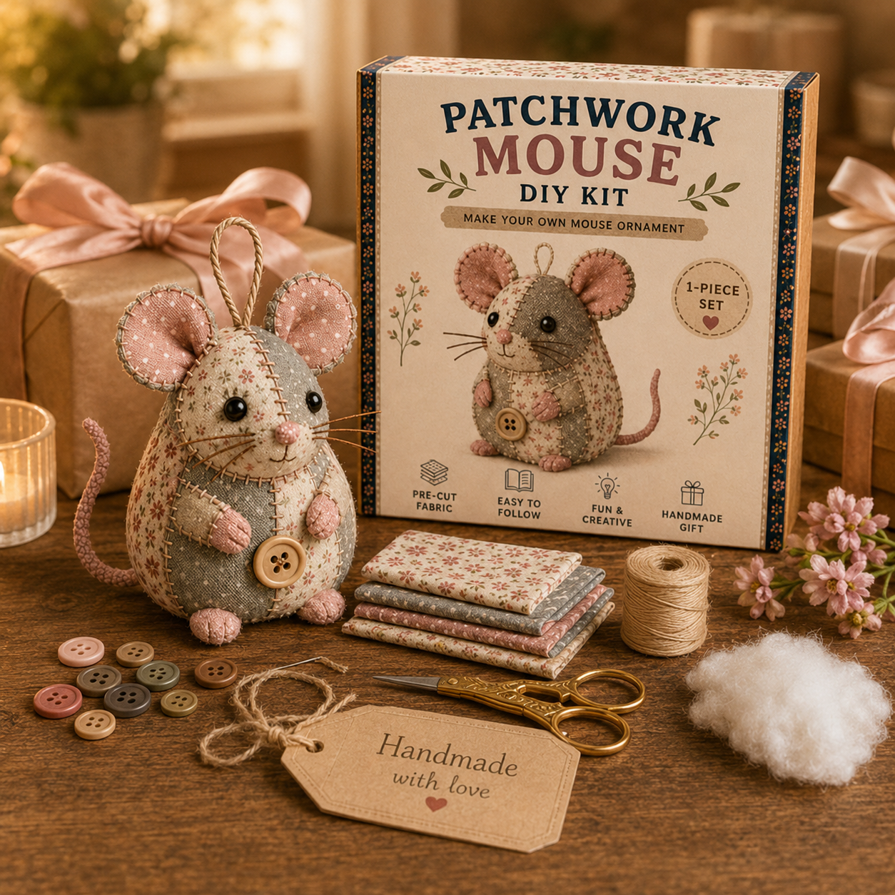 🐭🧵 Patchwork Mouse DIY Kit