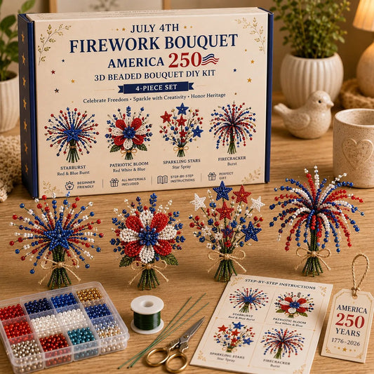 ✨ America 250 Beaded Bouquet DIY Kit – Patriotic Craft Collection