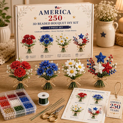 ✨ America 250 Beaded Bouquet DIY Kit – Patriotic Craft Collection