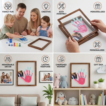 DIY Wooden Handprint Photo Frame Kit – Family Keepsake Set with Paints