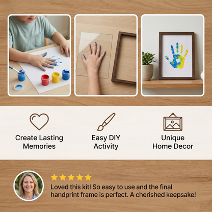 DIY Wooden Handprint Photo Frame Kit – Family Keepsake Set with Paints