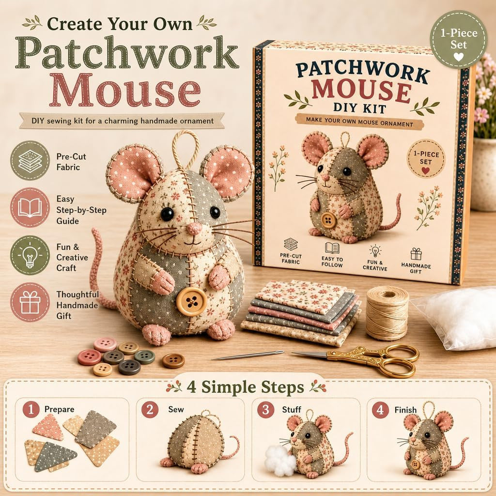 🐭🧵 Patchwork Mouse DIY Kit