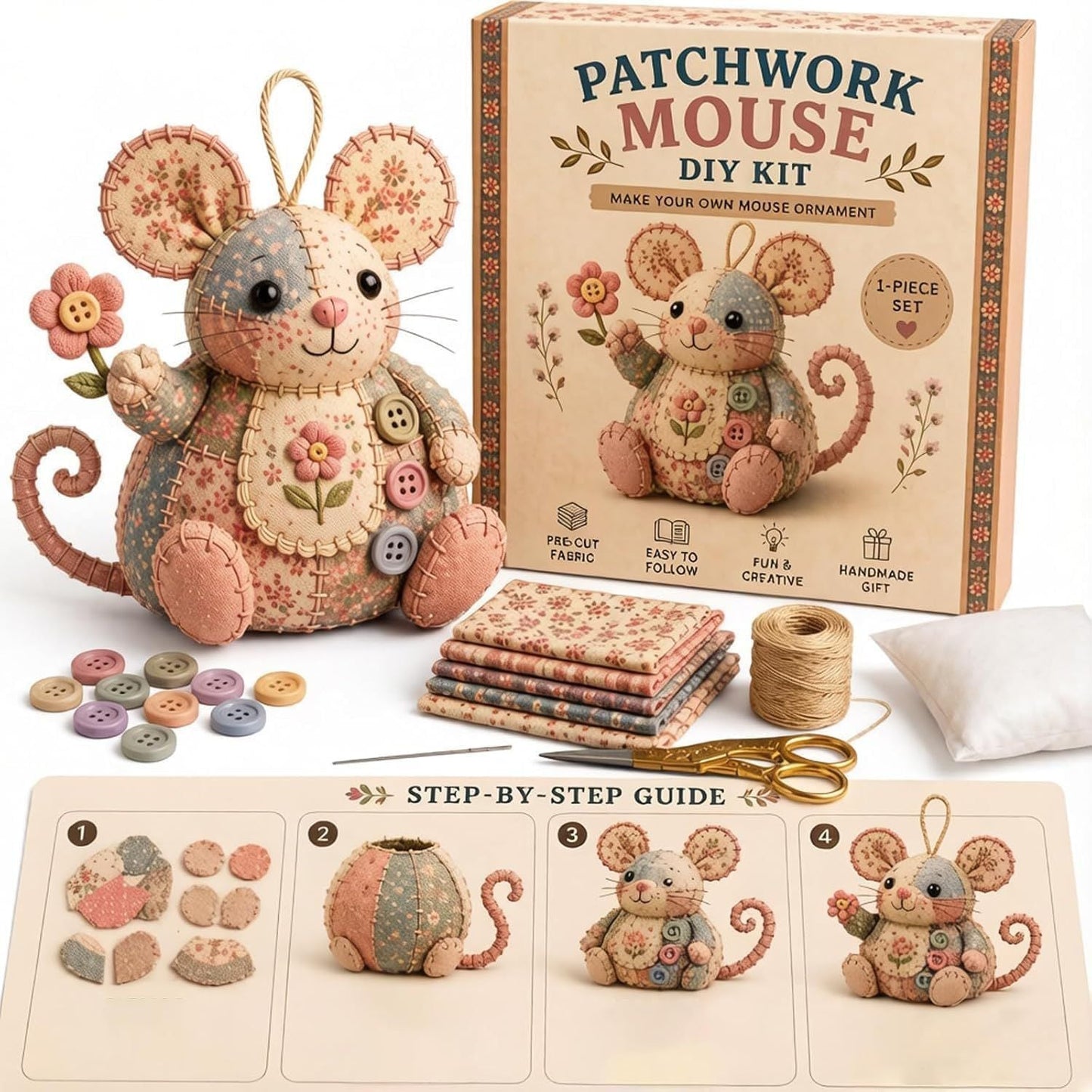 🐭🧵 Patchwork Mouse DIY Kit