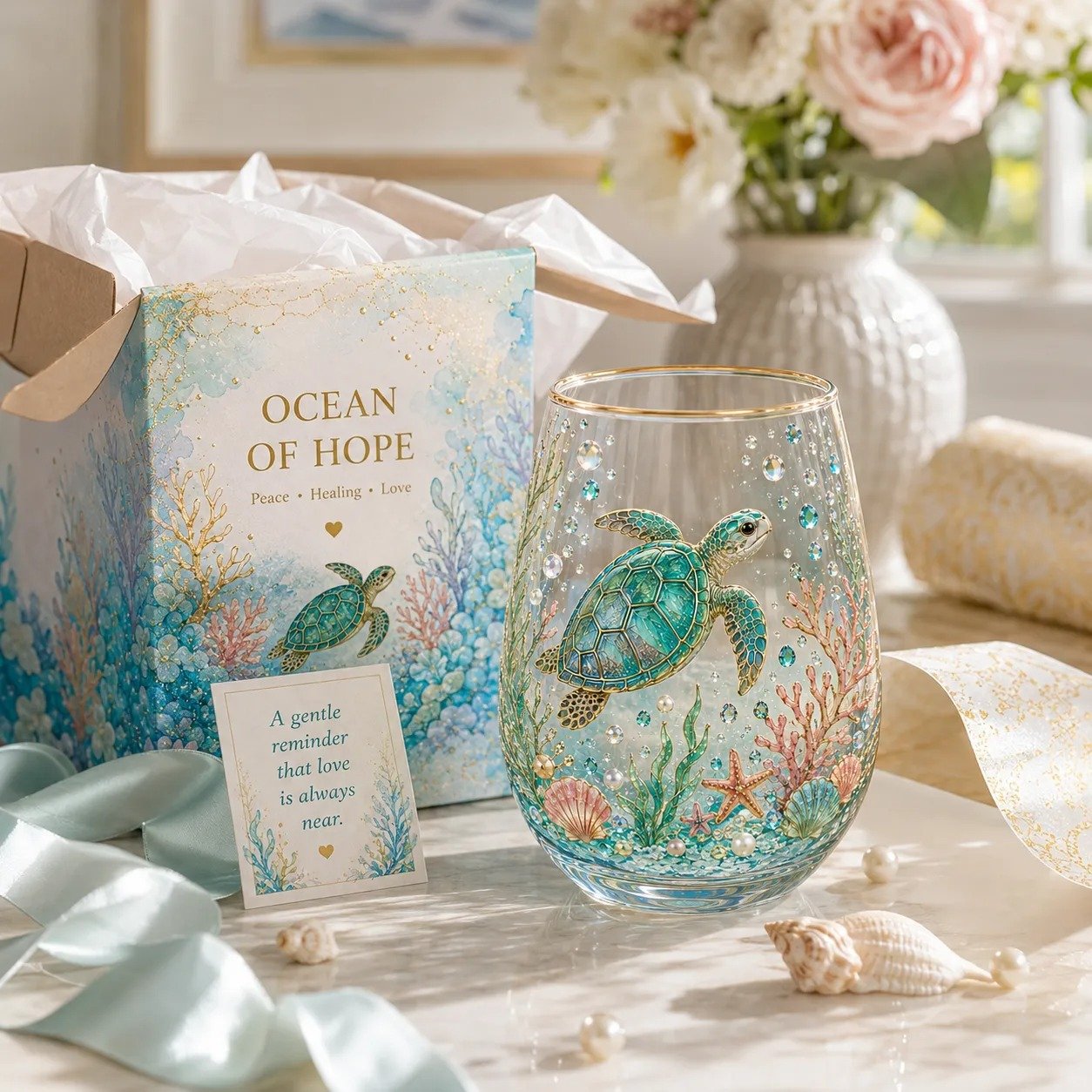 🌸🌿Garden Morning Bliss Glass Tea Cup☀️☕