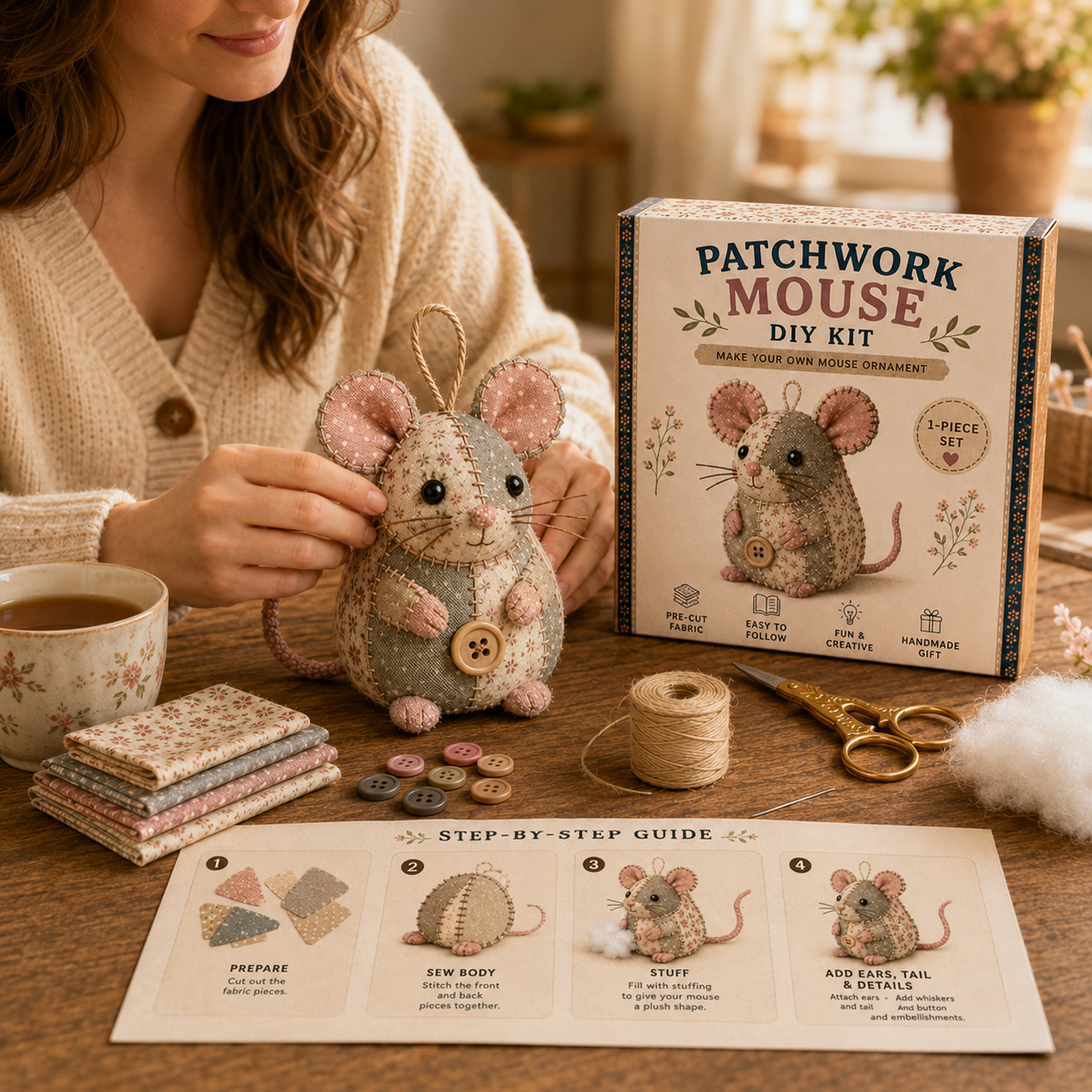 🐭🧵 Patchwork Mouse DIY Kit