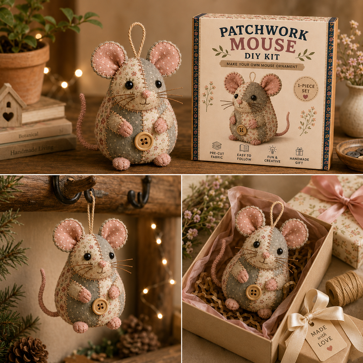 🐭🧵 Patchwork Mouse DIY Kit