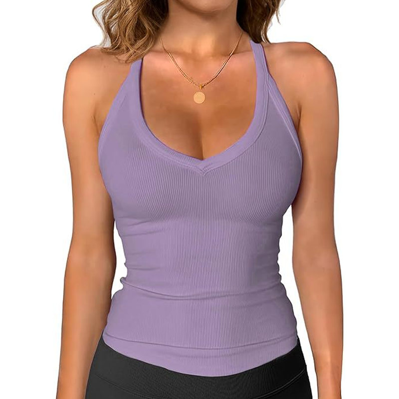 Women's Ribbed V-Neck Tank Top